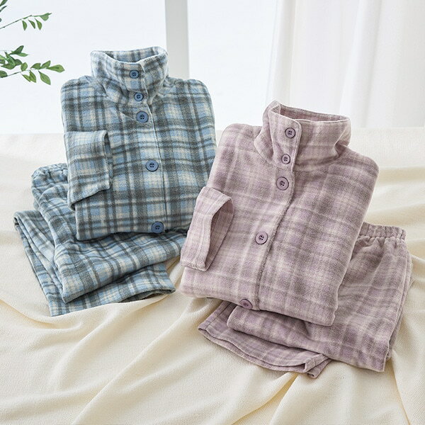 軽くてあったかフリースパジャマ＜ブルー系 ラベンダー系｜M L LL＞