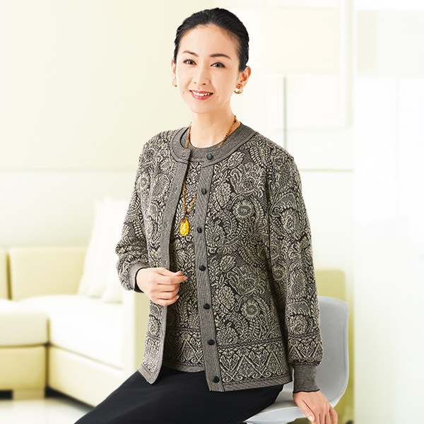 花柄ジャガードアンサンブル＜S M L LL 3L 4L 5L＞