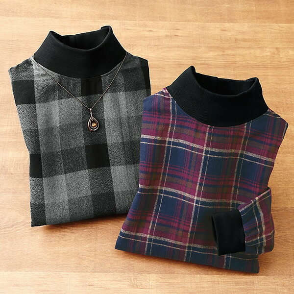 先染め格子柄かっぽう着2色組＜M～L LL～3L＞