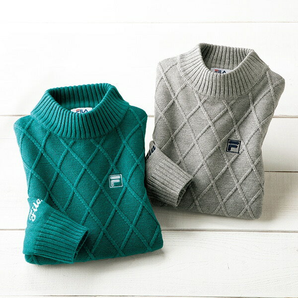 フィラ ダイヤ柄ニットチュニック2色組＜M L LL＞