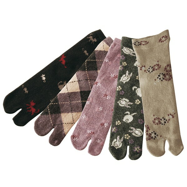 国産アンゴラ混足袋ソックス色柄おまかせ5足組