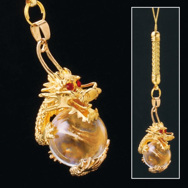 Rakuten - 水晶龍の黄金ストラップ