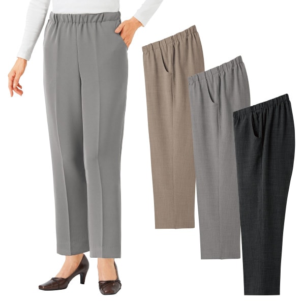 こしらくストレッチパンツ＜ベージュ グレー ブラック｜M L LL 3L＞（楽天・はぴねすくらぶ 楽天市場支店）