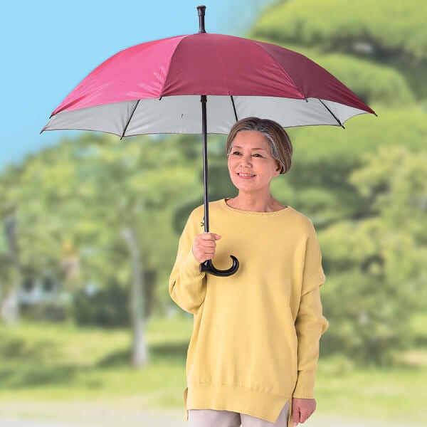 Rakuten - 晴雨兼用ステッキ傘＜赤 黒 チェック柄＞