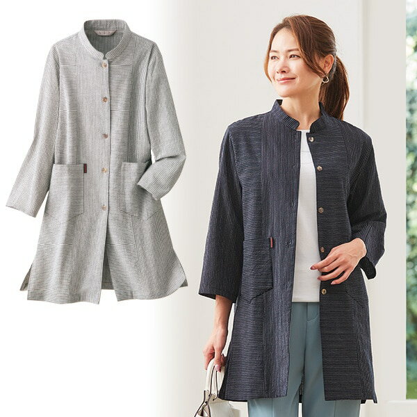 Rakuten - 日本製久留米織綿100%シャツジャケット＜ネイビー系 グレー系｜M〜L LL〜3L＞