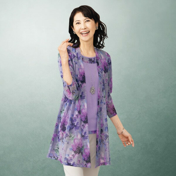 Rakuten - 花柄ロングカットソーアンサンブル＜M〜L LL＞