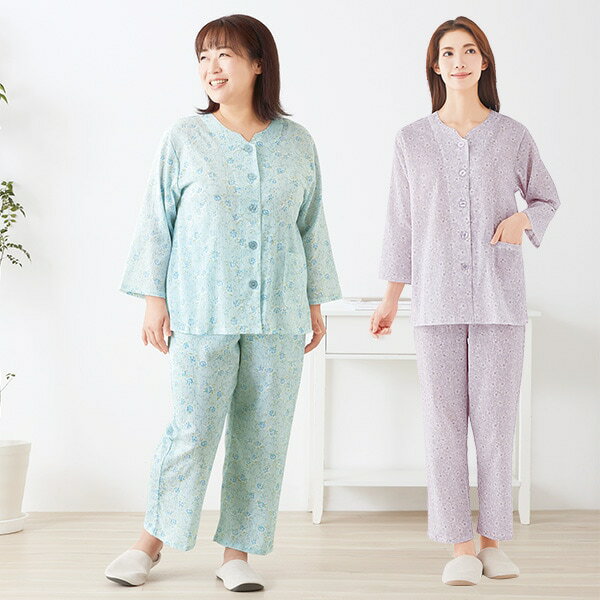 Rakuten - 綿100小柄な私の楊柳パジャマ＜ラベンダー系 ブルー系｜MP LP LLP 3LP＞