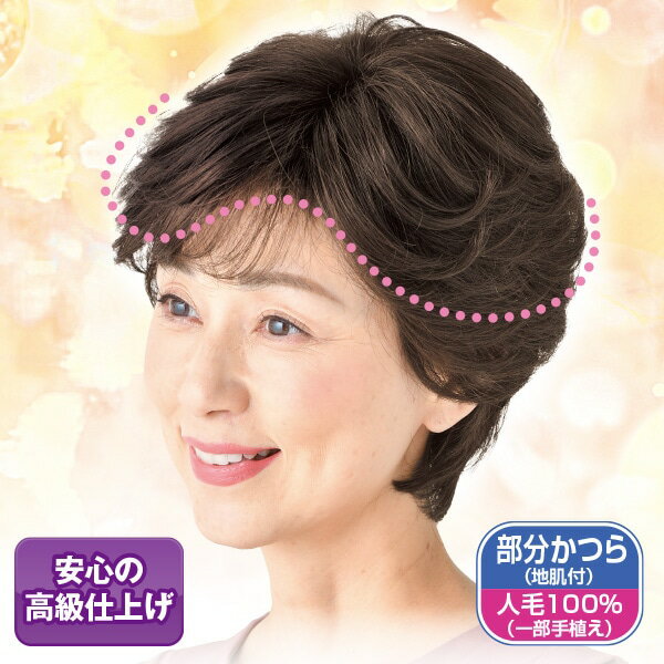 Rakuten - 人毛100％大きめカバーピース＜自然色 栗色＞