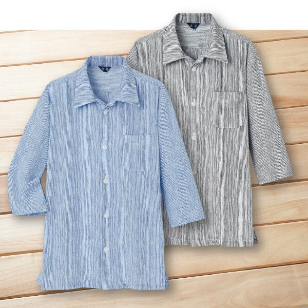 樂天商城 - 遠州染めダイレクトワッフルシャツ＜ブルー系 グレー系｜M L LL＞
