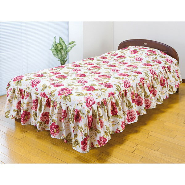Rakuten - 花柄ベッドカバーローズガーデン＜パープル レッド｜シングル 100×220cm セミダブル 120×220cm ダブル 140×220cm＞