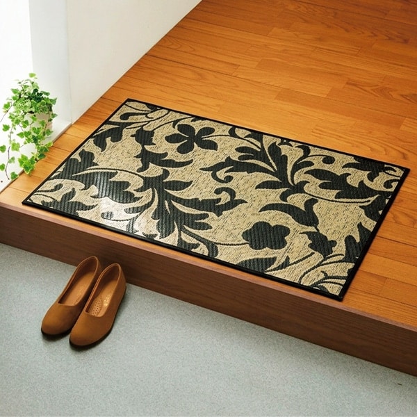 国産い草の玄関マット＜ブラック ベージュ｜60×90cm 70×120cm＞