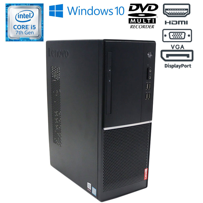 値下げ あす楽【中古】デスクトップパソコン lenovo レノボ Mini Tower V520-15IKL Windows10 Core i5 7400 3.0GHz メモリ8GB HDD500GB DVDマルチドライブ DisplayPort HDMI VGA Lenovo 初期設…