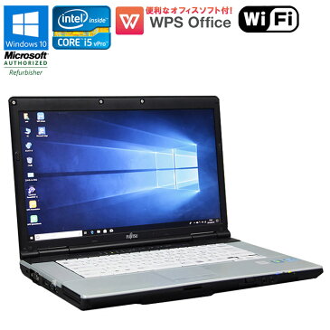 WPS Office付 【中古】 ノートパソコン 富士通(FUJITSU) LIFEBOOK E742/E Windows10 Pro 64bit 15.6インチ(フルHD 1920×1080) Core i5vPro 3320M 2.60GHz メモリ4GB HDD250GB DVD-ROM HDMI 無線LAN SDスロット 初期設定済