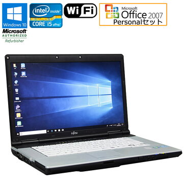 Microsoft Office Personal 2007セット【中古】 ノートパソコン 富士通(FUJITSU) LIFEBOOK E742/E Windows10 Pro 64bit 15.6インチ(フルHD 1920×1080) Core i5vPro 3320M 2.60GHz メモリ4GB HDD250GB DVD-ROM HDMI 無線LAN SDスロット 初期設定済