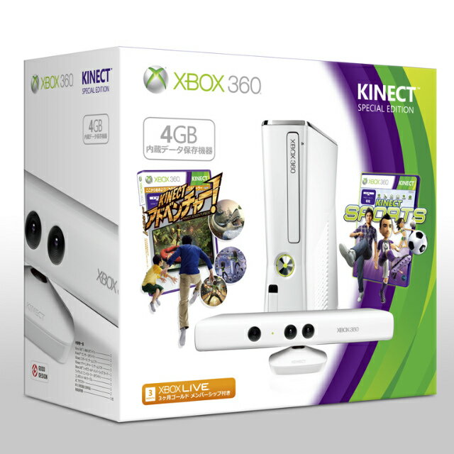 【中古】[本体][Xbox360]Xbox 360 4GB + Kinect スペシャル エディション(ピュア ホワイト)(S4G-00096)(20120308)