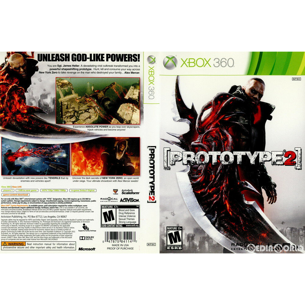 【中古】[Xbox360]PROTOTYPE2(プロトタイプ2) 北米版(20120424)