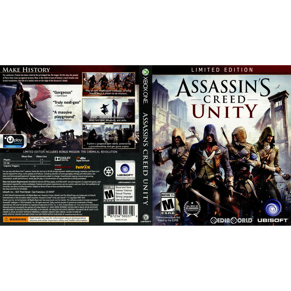 【中古】[XboxOne]Assassin's Creed Unity(アサシン クリード ユニティ) Limited Edition(限定版)(北米版)(20141111)