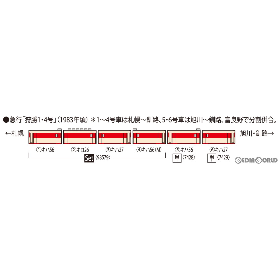 【予約安心発送】[RWM]98579 国鉄 キハ56-0系急行ディーゼルカー(狩勝)セット(4両)(動力付き) Nゲージ 鉄道模型 TOMIX(トミックス)(2024年6月)