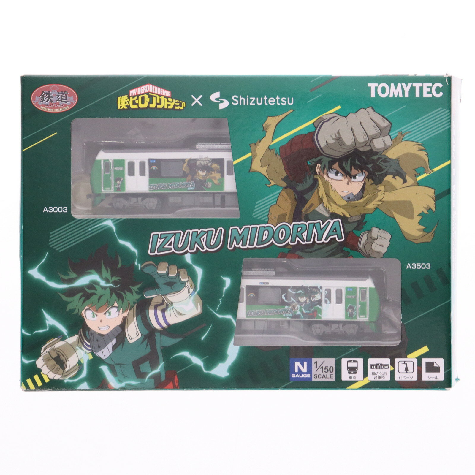 【新品】【お取り寄せ】[RWM] 321941 鉄道コレクション(鉄コレ) 静岡鉄道A3000形 僕のヒーローアカデミア 緑谷出久(みどりやいずく) 2両セット(動力無し) Nゲージ 鉄道模型 TOMYTEC(トミーテック)(20240427)のサムネイル