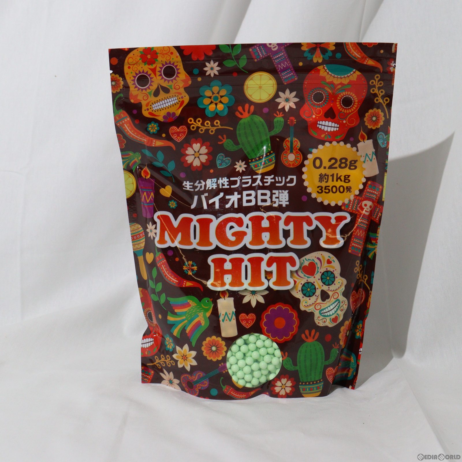 【新品即納】[MIL]sabsta(サバスタ) MIGHTY HIT(マイティヒット) バイオBB弾 0.28g ライトグリーン(3500発入)(20230414)