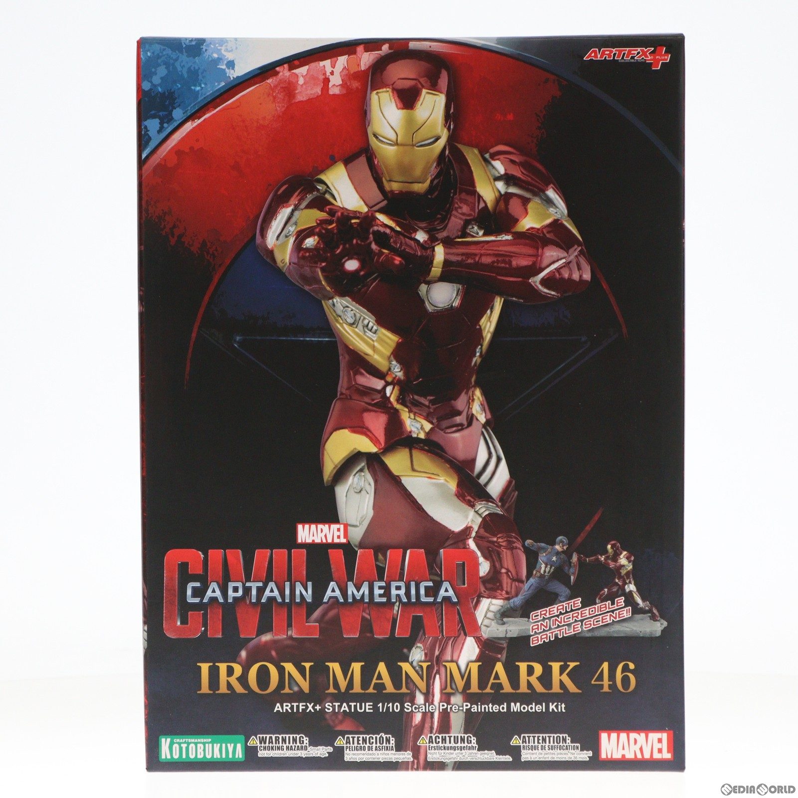 【中古】[FIG]ARTFX+ アイアンマン MARK46 シビル・ウォー シビル・ウォー/キャプテン・アメリカ 1/10簡易組立キット フィギュア(MK213) コトブキヤ(20160925)