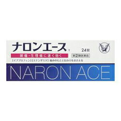 ◆特 長◆「ナロンエースT 24錠」は、2種類の解熱鎮痛成分を配合した速く良く効く解熱鎮痛薬です。痛みのもとをブロックするイブプロフェン、痛みの伝わりをブロックするエテンザミドの組み合わせによる相乗的な鎮痛作用が、つらい痛みに効果を発揮します。さらに、鎮痛効果を高めるブロモバレリル尿素、無水カフェインを配合。効きめが速いのも特長です。白とピンクの服用しやすい三層錠です。錠剤を小型化することで、より服用しやすくなりました。医薬品。◆メーカー（※製造国又は原産国：日本）◆大正製薬株式会社〒170-8633 東京都豊島区高田3丁目24番1号お客様119番室 03-3985-1800受付時間 ： 8時30分から21時（土・日・祝日を除く）◆使用上の注意◆●してはいけないこと（守らないと現在の症状が悪化したり、副作用・事故が起こりやすくなります）1．次の人は服用しないでください　（1）本剤又は本剤の成分によりアレルギー症状を起こしたことがある人。　（2）本剤又は他の解熱鎮痛薬、かぜ薬を服用してぜんそくを起こしたことがある人。　（3）15歳未満の小児。　（4）出産予定日12週以内の妊婦。2．本剤を服用している間は、次のいずれの医薬品も服用しないでください　他の解熱鎮痛薬、かぜ薬、鎮静薬、乗物酔い薬3．服用後、乗物又は機械類の運転操作をしないでください　（眠気等があらわれることがあります）4．服用前後は飲酒しないでください5．長期連用しないでください●相談すること1．次の人は服用前に医師、歯科医師、薬剤師又は登録販売者に相談してください　（1）医師又は歯科医師の治療を受けている人。　（2）妊婦又は妊娠していると思われる人。　（3）授乳中の人。　（4）高齢者。　（5）薬などによりアレルギー症状を起こしたことがある人。　（6）次の診断を受けた人。　　心臓病、腎臓病、肝臓病、全身性エリテマトーデス、混合性結合組織病　（7）次の病気にかかったことがある人。　　胃・十二指腸潰瘍、潰瘍性大腸炎、クローン病2．服用後、次の症状があらわれた場合は副作用の可能性があるので、直ちに服用を中止し、この説明書を持って医師、薬剤師又は登録販売者に相談してください　［関係部位：症状］　皮膚：発疹・発赤、かゆみ、青あざができる　消化器：吐き気・嘔吐、食欲不振、胃部不快感、胃痛、口内炎、胸やけ、胃もたれ、胃腸出血、腹痛、下痢、血便　精神神経系：めまい　循環器：動悸　呼吸器：息切れ　その他：目のかすみ、耳なり、むくみ、鼻血、歯ぐきの出血、出血が止まりにくい、出血、背中の痛み、過度の体温低下、からだがだるい　まれに下記の重篤な症状が起こることがあります。その場合は直ちに医師の診療を受けてください。　［症状の名称：症状］　ショック（アナフィラキシー）：服用後すぐに、皮膚のかゆみ、じんましん、声のかすれ、くしゃみ、のどのかゆみ、息苦しさ、動悸、意識の混濁等があらわれる。　皮膚粘膜眼症候群（スティーブンス・ジョンソン症候群）、中毒性表皮壊死融解症：高熱、目の充血、目やに、唇のただれ、のどの痛み、皮膚の広範囲の発疹・発赤等が持続したり、急激に悪化する。　肝機能障害：発熱、かゆみ、発疹、黄疸（皮膚や白目が黄色くなる）、褐色尿、全身のだるさ、食欲不振等があらわれる。　腎障害：発熱、発疹、尿量の減少、全身のむくみ、全身のだるさ、関節痛（節々が痛む）、下痢等があらわれる。　無菌性髄膜炎：首すじのつっぱりを伴った激しい頭痛、発熱、吐き気・嘔吐等があらわれる。（このような症状は、特に全身性エリテマトーデス又は混合性結合組織病の治療を受けている人で多く報告されている。）　ぜんそく：息をするときゼーゼー、ヒューヒューと鳴る、息苦しい等があらわれる。　再生不良性貧血：青あざ、鼻血、歯ぐきの出血、発熱、皮膚や粘膜が青白くみえる、疲労感、動悸、息切れ、気分が悪くなりくらっとする、血尿等があらわれる。　無顆粒球症：突然の高熱、さむけ、のどの痛み等があらわれる。3．服用後、次の症状があらわれることがあるので、このような症状の持続又は増強が見られた場合には、服用用を中止し、この説明書を持って医師、薬剤師又は登録販売者に相談してください　便秘、眠気4．5〜6回服用しても症状がよくならない場合は服用を中止し、この説明書を持って医師、歯科医師、薬剤師又は登録販売者に相談してください●保管及び取扱い上の注意（1）直射日光の当たらない湿気の少ない涼しい所に保管してください。（2）小児の手の届かない所に保管してください。（3）他の容器に入れ替えないでください。（誤用の原因になったり品質が変わることがあります）（4）使用期限を過ぎた製品は服用しないでください。◆効果・効能◆●頭痛・月経痛（生理痛）・歯痛・抜歯後の疼痛・腰痛・肩こり痛・筋肉痛・関節痛・打撲痛・ねんざにともなう痛み（ねんざ痛）・骨折痛・外傷痛・神経痛・咽喉痛（のどの痛み）・耳痛の鎮痛●悪寒（発熱によるさむけ）・発熱時の解熱◆用法・用量◆次の量をなるべく空腹時を避けて水又はぬるま湯で服用してください。服用間隔は4時間以上おいてください。　〔　年　齢　〕　15歳以上　〔1　回　量　〕　2錠　〔　服用回数　〕　1日3回まで　〔　年　齢　〕　15歳未満　〔1　回　量　〕　服用しないこと　〔　服用回数　〕　服用しないこと＜用法・用量に関連する注意＞（1）定められた用法・用量を厳守してください。（2）錠剤の取り出し方錠剤の入っているPTPシートの凸部を指先で強く押して裏側のアルミ箔を破り，取り出して服用してください。（誤ってそのまま飲み込んだりすると食道粘膜に突き刺さる等思わぬ事故につながります）◆成　分◆2錠中　〔成　分〕　イブプロフェン　〔分　量〕　144mg　〔はたらき〕　2つの成分の組み合わせがさまざまな痛み、熱の症状を抑えます。　〔成　分〕　エテンザミド　〔分　量〕　84mg　〔はたらき〕　2つの成分の組み合わせがさまざまな痛み、熱の症状を抑えます。　〔成　分〕　ブロモバレリル尿素　〔分　量〕　200mg　〔はたらき〕　イブプロフェンとエテンザミドのはたらきを助けます。　〔成　分〕　無水カフェイン　〔分　量〕　50mg　〔はたらき〕　イブプロフェンとエテンザミドのはたらきを助けます。※添加物：無水ケイ酸、ヒドロキシプロピルセルロース、ヒプロメロース、クロスカルメロースNa、タルク、ステアリン酸Mg、乳糖、黄色5号、セルロース【お客様へ】お薬に関するご相談がございましたら、こちらへお問い合わせください。【ご注意1】この商品はお取り寄せ商品です。ご注文されてから発送されるまで約10営業日(土日・祝を除く)いただきます。なお、商品によりましては、予定が大幅に遅れることもございますので、何卒あらかじめご了承お願いいたします。【ご注意2】お取り寄せ商品以外の商品と一緒にお買い上げの場合は、全ての商品が揃い次第の発送となりますので、ご了承下さい。※パッケージデザイン等が予告なく変更される場合もあります。※商品廃番・メーカー欠品など諸事情によりお届けできない場合がございます。※ご使用期限またはご賞味期限は、商品情報内に特に記載が無い場合、1年以上の商品をお届けしております。商品区分：【第(2)類医薬品】【広告文責】株式会社メディスンプラス：0120-205-904 ※休業日 土日・祝祭日文責者名：稗圃 賢輔（管理薬剤師）【市販薬における医療費控除制度について】 「セルフメディケーション」とは、世界保健機関（WHO）において、 「自分自身の健康に責任を持ち、軽度な身体の不調は自分で手当てすること」...と定義されています。 ●従来の医療費控除制度 　1年間（1月1日〜12月31日）に自己負担した医療費が、自分と扶養家族の分を合わせて「合計10万円(税込)」を 　超えた場合、確定申告することにより、所得税が一部還付されたり、翌年の住民税が減額される制度のこと。 　治療のために市販されているOTC医薬品（一般用医薬品）をご購入された代金も、この医療費控除制度の 　対象となります。 ●セルフメディケーション税制（医療費控除の特例） 　同様に、厚生労働省が定めた「一部のOTC医薬品（※）」の年間購入額が「合計1万2,000円(税込)」を超えた 　場合に適用される制度のこと。 　　※一般用医薬品のうち、医療用から転用された成分を含むもの。いわゆる「スイッチOTC」。 　　　ただし、全てのスイッチOTCが控除の対象品というわけではなく、あくまで “一部のみ” なのでご注意。 　　　→【クリック】当店で販売中の「セルフメディケーション税制対象医薬品」はコチラ！ 　2017年1月1日から2021年12月31日までの間に、対象となる医薬品の 　購入費用として、年間1万2,000円(税込)を超えて支払った場合、 　その購入費用のうち「1万2,000円を超えた差額」が課税所得から 　控除される対象となります。　 　 ※対象の金額の上限は「8万8,000円(税込)＝10万円分(税込)をご購入された場合」となります。 　2017年1月からスタート（2017年分の確定申告から適用可）。 　なお、2017年分の確定申告の一般的な提出時期は「2018年2月16日から3月15日迄」です。 【解　説】━━━━━━━━━━━━━━━━━━━━━━━━━━━━━━━━━━━━━ 　つまり、これまで1年間に自己負担した医療費の合計が10万円（税込）を越えることが 　無かった方でも、“厚生労働省が指定した対象の医薬品”をご購入されている方であれば、 　合計1万2,000円(税込)から控除の適用を受けられる可能性がある・・・ということ！ 　━━━━━━━━━━━━━━━━━━━━━━━━━━━━━━━━━━━━━━━━ 【お客様へ】「具体的な減税効果」「確定申告の方法」など、その他の詳細は、最寄りの関係機関にお問い合わせください。 【お客様へ】本商品は医薬品です。 商品名に付記されてございます【リスク分類】をよくご確認の上、ご購入下さい。 また、医薬品は使用上の注意をよく読んだ上で、それに従い適切に使用して下さい。 ※医薬品のご購入について(1)：医薬品をご購入できるのは“18歳以上の楽天会員さま”のみとなっております。 ※医薬品のご購入について(2)：医薬品ごとに購入数の制限を設けております。 【医薬品による健康被害の救済に関する制度】医薬品副作用被害救済制度に基づき、独立行政法人 医薬品医療機器総合機構（救済制度窓口 0120-149-931）へご相談ください。 【広告文責 株式会社メディスンプラス】フリーダイヤル：0120−205−904（※土日・祝祭日は休業）管理薬剤師：稗圃賢輔（薬剤師免許証 第124203号 長崎県） ※相談応需可能時間：営業時間内 【お客様へ】お薬に関するご相談がございましたら、こちらへお問い合わせください。