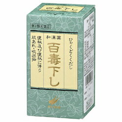 活用しよう「医療費控除制度」！ 一部の医薬品の場合、ご購入された金額がご自分と扶養家族の分も含めて年間で「合計10万円（税込）」を超えた場合、確定申告をすることにより、所得税が一部還付されたり、翌年の住民税が減額される制度があります。 対象品の情報など詳しくは厚生労働省か、最寄りの関係機関へお問い合わせください（※控除対象外の医薬品もございます）。 ◆特 長◆「百毒下し 1152粒」は、6種類の植物性生薬を配合した丸剤です。しっかりと効果を発揮するのに、腸全体に穏やかに働きかけるから下痢や腹痛がおきにくく、自然なお通じを促し便秘や便秘に伴う肌荒れ・お腹の張りを改善します。医薬品。小粒の丸剤で、便通の具合に合わせた服用量の調節ができます。お子様でもご利用いただけます。↓便秘薬をお探しの皆さま、本商品もオススメ!! ◆メーカー（※製造国又は原産国：日本）◆翠松堂製薬株式会社 TEL 0120-089-961（フリーダイヤル）受付時間 ： 9：00-17：00(土、日、祝日を除く)◆効果・効能◆便秘、便秘に伴う次の症状の緩和：頭重、のぼせ、肌あれ、吹出物、食欲不振(食欲減退)、腹部膨満、腸内異常発酵、痔◆用法・用量◆1日2回朝夕の空腹時(又は食前あるいは食間)に服用してください。ただし、初回は最小量を用い、便通の具合や状態をみながら少しずつ増量あるいは減量してください。15歳以上・・1回12-16粒11歳以上15歳未満・・・1回8-12粒7歳以上11歳未満・・・1回6-8粒3歳以上7歳未満・・・1回4-6粒3歳未満は、服用しないこと。●用法・用量に関連する注意(1)小児に服用させる場合には、保護者の指導監督のもとに服用させてください。(2)3歳以上の幼児に服用させる場合には、薬剤がのどにつかえることのないよう、よく注意してください。(3)食間とは、食後2-3時間を指します。◆成　分◆1日量(32粒)中ダイオウ末 0.88g、アロエ末 0.10g、ケンゴシ末 0.17g、カンゾウ末 0.15g、エイジツエキス 0.043g(エイジツ0.334gより得る)、サンキライエキス 0.04g(サンキライ0.5gより得る)添加物として沈降炭酸カルシウム、寒梅粉、サラシミツロウ、カルナウバロウ、タルク、薬用炭を含有します。◆保管上の注意◆ （1）直射日光の当たらない湿気の少ない涼しい所に密栓して保管してください。 （2）小児の手の届かない所に保管してください。 （3）他の容器に入れ替えないでください。誤用の原因になったり、品質が変わるおそれがあります。 （4）使用期限をすぎた製品は、使用しないでください。 （5）容器の開封日記入欄に、開封した日付を記入してください。 ※その他、医薬品は使用上の注意をよく読んだ上で、それに従い適切に使用して下さい。※ページ内で特に記載が無い場合、使用期限1年以上の商品をお届けしております。 【お客様へ】お薬に関するご相談がございましたら、こちらへお問い合わせください。 【ご注意1】この商品はお取り寄せ商品です。ご注文されてから発送されるまで約10営業日(土日・祝を除く)いただきます。 なお、商品によりましては、予定が大幅に遅れることもございますので、何卒あらかじめご了承お願いいたします。【ご注意2】お取り寄せ商品以外の商品と一緒にお買い上げの場合は、全ての商品が揃い次第の発送となりますので、ご了承下さい。※パッケージデザイン等が予告なく変更される場合もあります。※商品廃番・メーカー欠品など諸事情によりお届けできない場合がございます。 商品区分：【第2類医薬品】【広告文責】株式会社メディスンプラス：0120-205-904 ※休業日 土日・祝祭日文責者名：稗圃 賢輔（管理薬剤師）【お客様へ】本商品は医薬品です。 商品名に付記されてございます【リスク分類】をよくご確認の上、ご購入下さい。 また、医薬品は使用上の注意をよく読んだ上で、それに従い適切に使用して下さい。 ※医薬品のご購入について(1)：医薬品をご購入できるのは“18歳以上の楽天会員さま”のみとなっております。 ※医薬品のご購入について(2)：医薬品ごとに購入数の制限を設けております。 【医薬品による健康被害の救済に関する制度】医薬品副作用被害救済制度に基づき、独立行政法人 医薬品医療機器総合機構（救済制度窓口 0120-149-931）へご相談ください。 【広告文責 株式会社メディスンプラス】フリーダイヤル：0120−205−904（※土日・祝祭日は休業）管理薬剤師：稗圃賢輔（薬剤師免許証 第124203号 長崎県） ※相談応需可能時間：営業時間内 【お客様へ】お薬に関するご相談がございましたら、こちらへお問い合わせください。