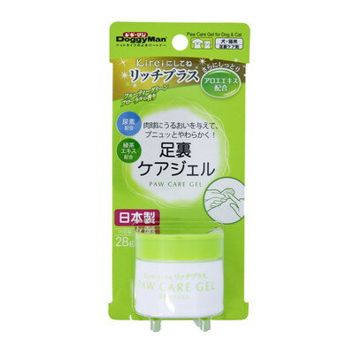 ◆特　長◆ ・植物由来の保湿成分アロエエキスをプラス。乾燥しがちな足裏(肉球)に、うるおいを与えます。・肌にサラッとなじむジェルタイプ。ベタつかないのですべりにくく、毎日のケアにうれしい使い心地です。・爽やかな「フルーティーグリーンフローラル」の香りです。 ◆メーカー◆ ドギーマンハヤシ 株式会社 ※製造国または原産国：日本 ◆対象動物種・年齢◆ 犬・猫 ◆材質◆ 材質：容器・キャップ：プラ成分：精製水、エタノール、保湿剤、増粘剤、香料、防腐剤、尿素、チャ乾留液、アロエエキス 【ご注意1】この商品はお取り寄せ商品です。ご注文されてから発送されるまで約10営業日(土日・祝を除く)いただきます。 【ご注意2】お取り寄せ商品以外の商品と一緒にお買い上げの場合は、全ての商品が揃い次第の発送となりますので、ご了承下さい。 ※メーカーによる商品リニューアルに伴い、パッケージ、品名、仕様（成分・香り・風味 等）、容量、JANコード 等が予告なく変更される場合がございます。予めご了承ください。 ※商品廃番・メーカー欠品など諸事情によりお届けできない場合がございます。 ※ご使用期限またはご賞味期限は、商品情報内に特に記載が無い場合、1年以上の商品をお届けしております。 商品区分：【ペット用品】【広告文責】株式会社メディスンプラス：0120-205-904 ※休業日 土日・祝祭日文責者名：稗圃 賢輔（管理薬剤師）