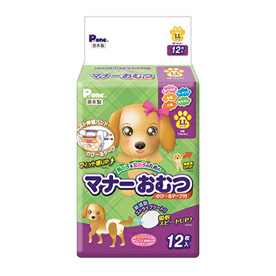 ◆特　長◆ 「おでかけ」「マーキング」「生理」「おもらし」「介護」など、パピーからシニアまでずっと安心して使える紙おむつです。■ピッタリフィット！伸縮性のある新機能”のび〜るテープ”と、”ウエスト伸縮バンド”でフィット感UP！！■吸収力新機能”波型ストライプシート”を採用し吸収スピードUP！逆戻り極小！ふわふわ触感で肌触りも抜群です。■動きやすい一般的なペット用おむつに比べ、股ぐりを大きくカットして足回りをスッキリ♪動きやすくなりました。■色が変わるおしっこをすると「黄色」→「青色」に変わり、取かえ時期がひと目で分かります。 ◆メーカー◆ 第一衛材 株式会社 ※製造国または原産国：日本 ◆ご使用方法◆ 【保管方法】・高温多湿は避け、直射日光の当たらない場所に保管してください。・お子様や愛犬の手の届かないところに保管してください。 ◆その他・仕様◆ 【適応サイズ(胴囲)】55〜70cm【適応体重】14kg以上 ◆成分、素材◆ 表面材：ポリエチレン、ポリエステル系不織布吸収材：綿状パルプ、吸収紙、高分子吸水材防水材：ポリエチレンフィルム止着材：面ファスナー伸縮材：ポリオレフィン系エラストマー結合材：ホットメルト ◆使用上の注意◆ ・用途以外には、使用しないでください。・紙おむつをハサミ等で切らないでください。汚れやモレの原因になります。・使い捨てのペット用紙おむつですので、洗濯はしないで下さい。・汚れた紙おむつは、早めに取り替えてください。・愛犬が、紙おむつをかんだり、ひっかいたりして、破らないようご注意ください。・紙おむつは食べられませんのでご注意ください。万が一食べてしまった場合は、早急に獣医師にご相談ください。・愛犬が空き袋を破ったり、おもちゃにして遊ばないようにしてください。・改良のため予告なく変更する場合がございますので、予めご了承ください。 【ご注意1】この商品はお取り寄せ商品です。ご注文されてから発送されるまで約10営業日(土日・祝を除く)いただきます。 【ご注意2】お取り寄せ商品以外の商品と一緒にお買い上げの場合は、全ての商品が揃い次第の発送となりますので、ご了承下さい。 ※メーカーによる商品リニューアルに伴い、パッケージ、品名、仕様（成分・香り・風味 等）、容量、JANコード 等が予告なく変更される場合がございます。予めご了承ください。 ※商品廃番・メーカー欠品など諸事情によりお届けできない場合がございます。 ※ご使用期限またはご賞味期限は、商品情報内に特に記載が無い場合、1年以上の商品をお届けしております。 商品区分：【ペット用品】【広告文責】株式会社メディスンプラス：0120-205-904 ※休業日 土日・祝祭日文責者名：稗圃 賢輔（管理薬剤師）