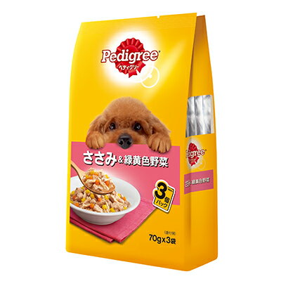 【マースジャパンリミテッド】ペディグリー 成犬用 ささみ＆緑黄色野菜 70g×3袋 ☆ペット用品 ※お取り寄せ商品【賞味期限：3ヵ月以上】