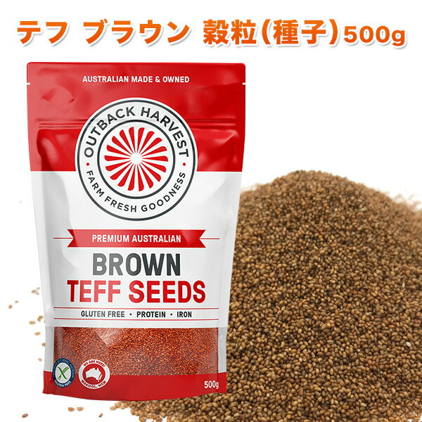 テフ 穀粒 (種子) ブラウン 500g BROWN TEFF SEEDS スーパーフード グルテンフリー 低GI オーストラリア産 殺菌済 お米に混ぜて栄養満点「テフごはん」キヌアを超える豊富な栄養価 インジェラ 雑穀 プロテイン 美容 ダイエット