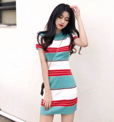 【P2倍&クーポン有】ワンピース 半袖 春夏 かわいい タイトワンピース ミニ ミニ丈 ショート ショート丈 膝丈 ひざ丈 膝上 Uネック ラウンドネック 襟な...