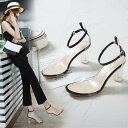 【P2倍&クーポン有】レディース サンダル ハイヒール 7cm 太ヒール クリアヒール ストラップ 美脚 22.5cm 23.0cm 23.5cm 24.0cm 24.5cm カラバリあり ブラック 黒 ベージュ イエロー 黄色 クリア 透明 PU パーティー リゾート 旅行 流行 トレンド 普段使い 大人可愛い