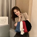 【P2倍&クーポン有】半袖 サマーニット トップス レディース Tシャツ プルオーバー 個性的 春 夏 裾イン パフスリーブ クルーネック 丸首 スリム タイト シフォン カラバリあり ブラック ホワイト ベージュ レッド ブルー 無地 サイズ豊富 S M L 薄手 オフィス 学校
