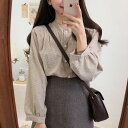 【P2倍&クーポン有】トップス アウター レディース シャツ ブラウス 上着 柄シャツ スプリング 個性的 春 秋 普通丈トップス 長袖 ふわ袖 ぽわん袖 クルーネック 丸首 Uネック 襟なし ストレート 羽織り 前開き グレー ピンク イエロー 春カラー パステルカラー