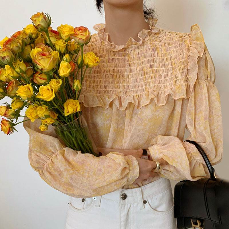 【P2倍&クーポン有】柄シャツ 個性的 春 秋 裾ワイドトップス レディース シャツ ブラウス 長袖 二の腕..