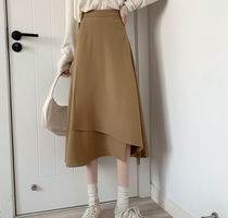 【P2倍&クーポン有】スカート ボトムス レディース 春 夏 秋 ミモレ丈 ミディアム丈 フレア アシンメト..