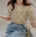 【P2倍&クーポン有】5分袖 リブニット 透け感 Uネック レディース トップス カットソー ニット セーター Tシャツ ハーフ 半袖 襟なし ストレート 立体感 ふっくら リブ シースルー かわいい 大人可愛い きれいめ シンプル 白 ホワイト 黒 ブラック 緑 グリーン