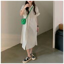 【P2倍&クーポン有】シャツワンピ 羽織 前開き ミモレ レディース シャツ ドレス ロング 丈長 フルレングス 半袖 5分袖 Vネック 襟付き 角襟 ボタンダ...