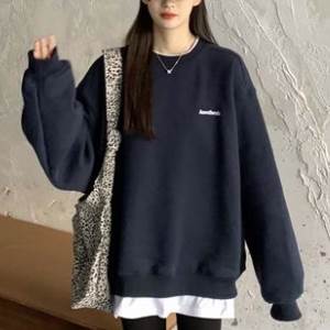 【P2倍&クーポン有】トレーナー トップス プルオーバー 部屋着 春 秋 冬 ロング丈 長丈トップス お尻カバー ポッコリお腹カバー 長袖 二の腕カバー ボリューム袖 丸首 Uネック ラウンドネック 襟なし オーバーサイズ レイヤード 5色展開 グレー