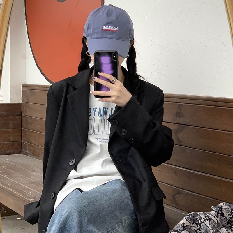 Turn-Down Collar Coat - 【P2倍&クーポン有】ステンカラーコート 丈長 レディース トップス ジャケット アウター 上着 羽織 長袖 萌袖 Vネック 襟付き ステンカラー ボタンダウン ワイド オーバーサイズ 立体感 ふっくら 前開き ボタン ヴィンテージ アメカジ 黒 ブラック 茶色 ブラウン