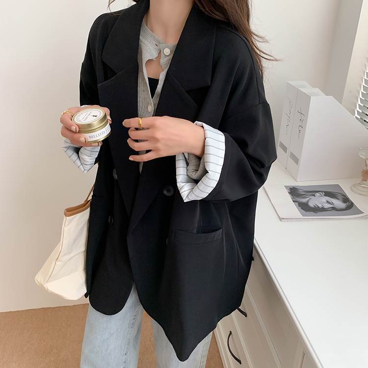Other Jackets Jumpers - 【P2倍&クーポン有】ステンカラーコート 丈長 レディース トップス ジャケット アウター 上着 羽織 長袖 萌袖 Vネック 襟付き ステンカラー ボタンダウン ワイド オーバーサイズ 立体感 ホワイト 前開き ボタン ヴィンテージ アメカジ 黒 ブラック 白デート 公園