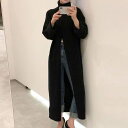 【P2倍&クーポン有】セーター ニットワンピ 長丈トップストップス レディース ニット 秋 冬 お尻カバー 長袖 萌袖 ハイネック タイト ストレート 前開き ブラック 黒 アプリコット 無地 フリーサイズ プチプラ 送料無料 INSスタイル インスタ映え SNS 映え 写真 映え