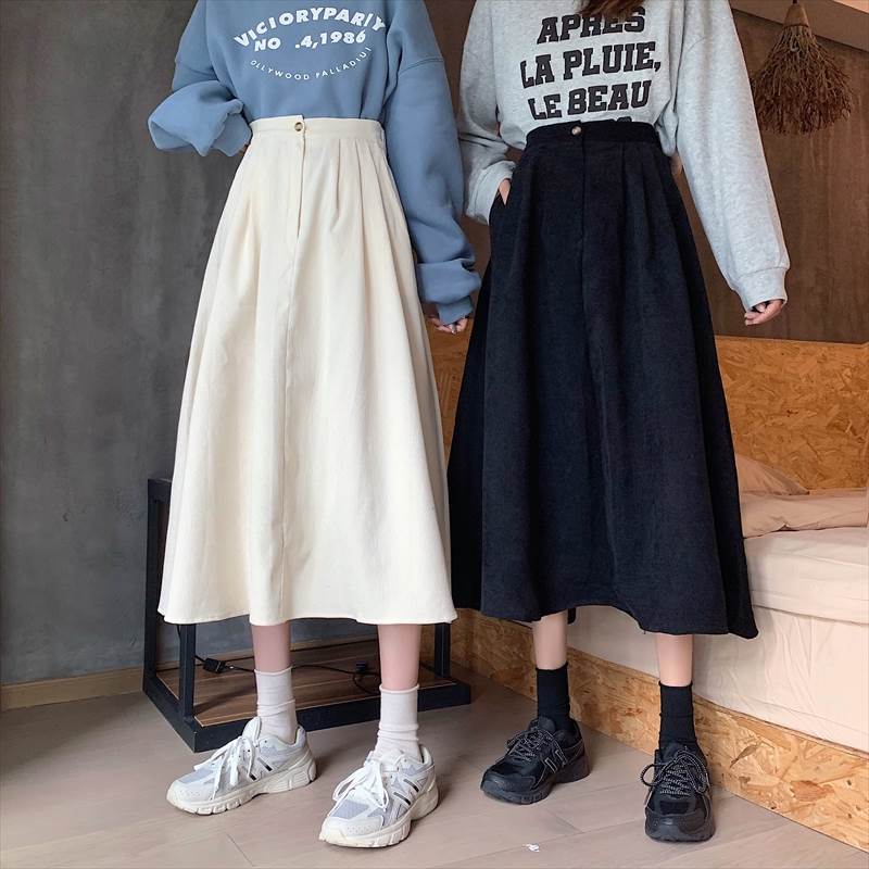 【P2倍&クーポン有】 フレア スカート レディース オールシーズン ひざ下 ミドル丈 ハイウエスト ブラ..