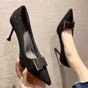 【P2倍&クーポン有】ヒールパンプス レディース パンプス ハイヒール ピンヒール ポインテッドトゥ もこもこ バックル 美脚 厚手 大人可愛い きれいめ 上品 おしゃれ かっこいい エレガント クール モード セクシー モダン 存在感 スタイリッシュ 無地 春 夏 秋 冬