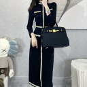 【P2倍&クーポン有】ウエスト ボタン ストレート Iライン ワンピース レディース ワンピドレス 個性的 春 秋 冬 ひざ下 ミモレ丈 長袖 二の腕カバー ハ...