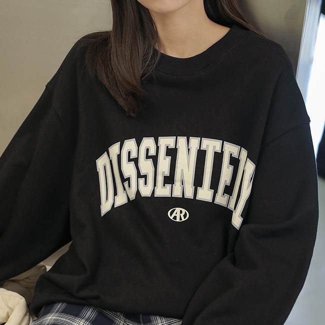 【P2倍&クーポン有】トレーナー BIGシルエット トップス プルオーバー スウェット 春 秋 冬 ミドル丈 裾長め 長袖 萌袖 クルーネック 丸首 ラウンドネック オーバーサイズ ダボダボ ブラック 黒 ホワイト 英字ロゴ S M L リブ 学校 大学 バイト 旅行 カラオケ 外遊び 2