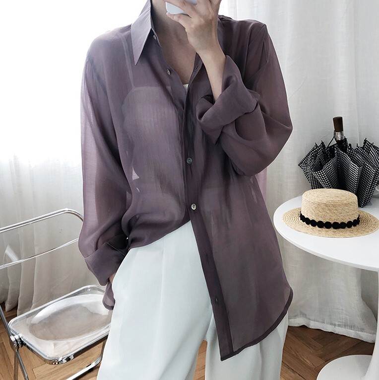 【P2倍&クーポン有】オーバーサイズ フェミニン レディース トップス シャツ ブラウス 羽織 前開き 丈長 長袖 ボリューム袖 萌袖 襟付..