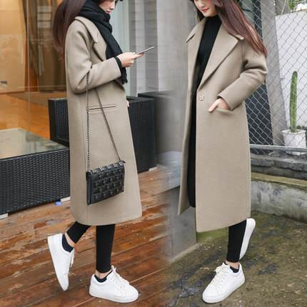 Turn-Down Collar Coat - 【P2倍&クーポン有】Vネック ステンカラー レディース ジャケット コート 羽織 前開き ロングコート ステンカラーコート ロング マキシ 8分丈 丈長 長袖 スリム 細身 ストレート Iライン フォーマル フェミニン 立体感 ポケット ボタン 脚長 黒 ブラック ベージュ