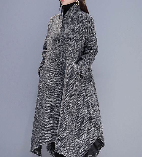 【P2倍&クーポン有】ボタンダウン ワイド Aライン オーバーサイズ 裾ワイド レディース トップス カーディガン アウター 上着 羽織 前開き 長袖 ボリューム袖 ドルマンスリーブ 萌袖 Vネック ハイネック 襟なし ノーカラー フェミニン 立体感 グレー ライトグレー 2